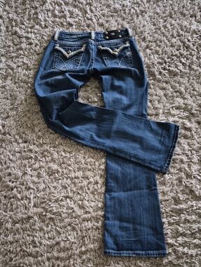 Miss Me Dark Blue Boot Cut Jeans with Embellished Back Pockets